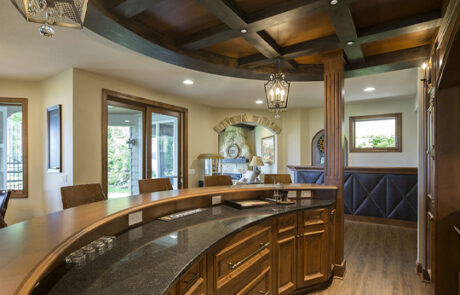 basement-circular-bar-custom-wood Basement Circular Bar Custom Wood