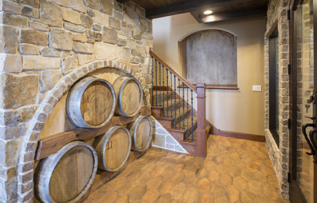 minnesota-basement-wine-cellar-decorative-wine-casks Minnesota Basement Wine Cellar Decorative Wine Casks