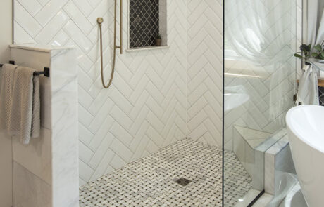 Primary Bathroom Doorless Tile Shower