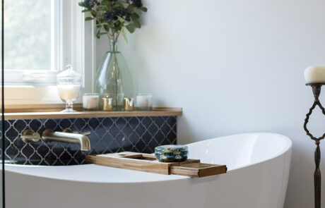 Primary Bathroom Freestanding Tub With Tile